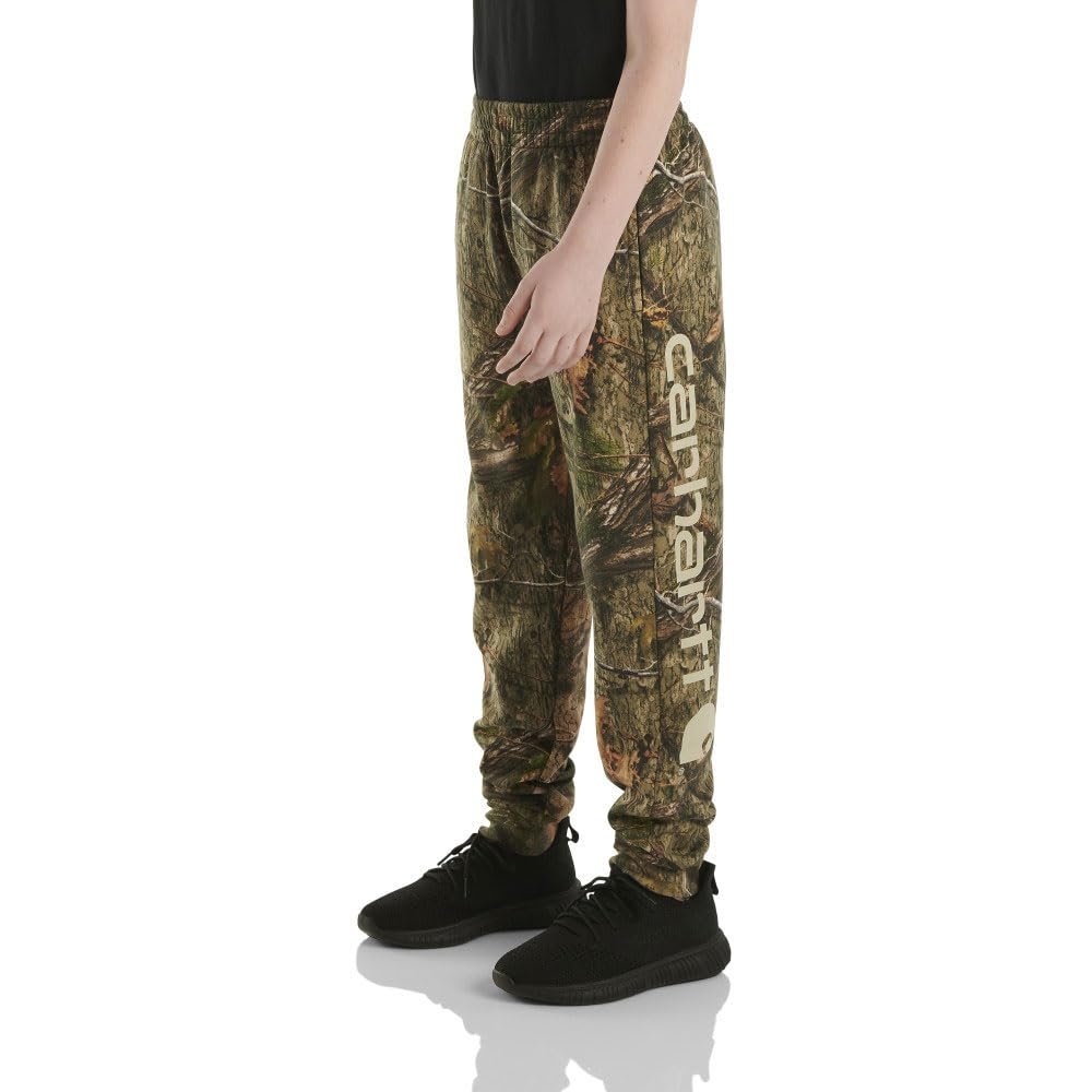 Carhartt Boys' Fleece Joggers Sweatpants Knit Pants, Mossy Oak Country DNA Camo, 6