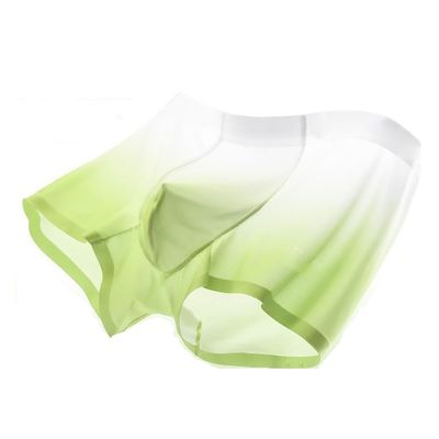 Breathable Men's Ice Silk Underwear with Gradient Color Fast Drying Sports Box Briefs (US, Numeric, 26, 29, Regular, Regular, Light Green)