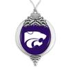 Kansas State Wildcats Bulb with Team Logo Silver Metal Christmas Ornament Gift Tree Decoration view 1