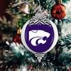 Kansas State Wildcats Bulb with Team Logo Silver Metal Christmas Ornament Gift Tree Decoration view 2