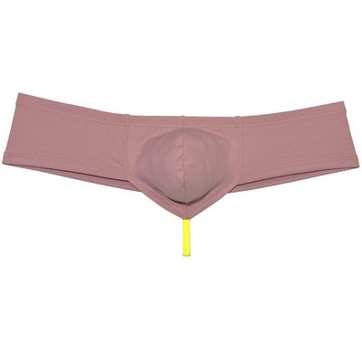 Jaxu Men's Second-skin Feel Mini Cheek Underwear Male Pouch Enhancing Brazilian Bikini String Crotch Boxer Briefs Seashell Pink M