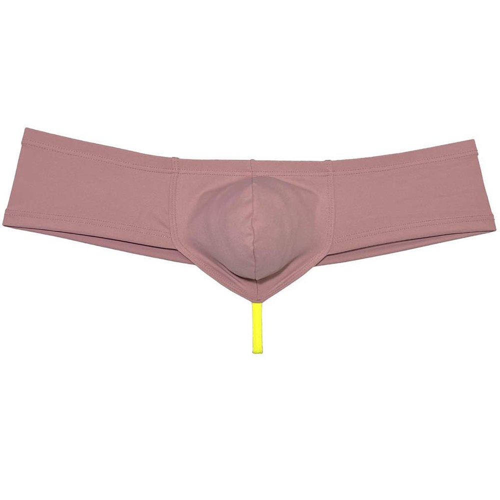 Jaxu Men's Second-skin Feel Mini Cheek Underwear Male Pouch Enhancing Brazilian Bikini String Crotch Boxer Briefs Seashell Pink M