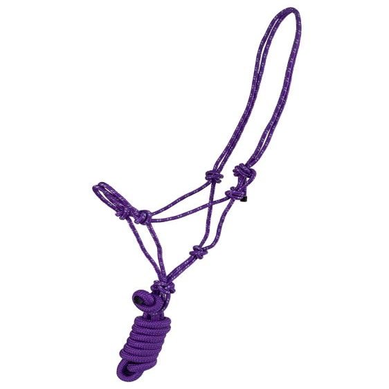 Pony Adjustable Braided Nylon Cowboy Knot Rope Halter w/Lead