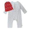 HonestBaby Holiday Outfit Sets Tops and Bottoms 100% Organic Cotton for Baby and Toddler Boys, Unisex, Light Gray Heather/Fair Isle Red, 12 Months view 1