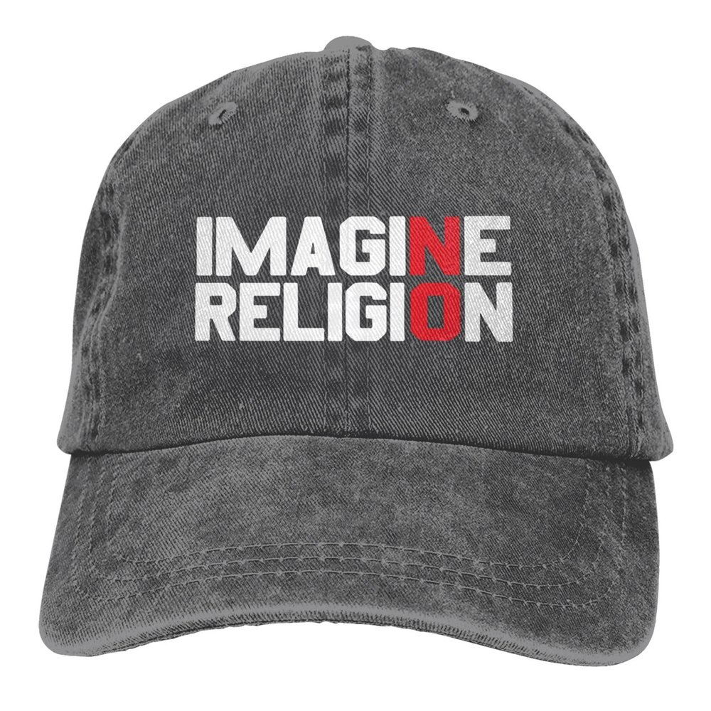fwoeqiz Imagine No Religion Atheist Hat Distressed Cotton Washed Baseball Cap Deep Heather Fashion Denim Hats Unisex Adjustable