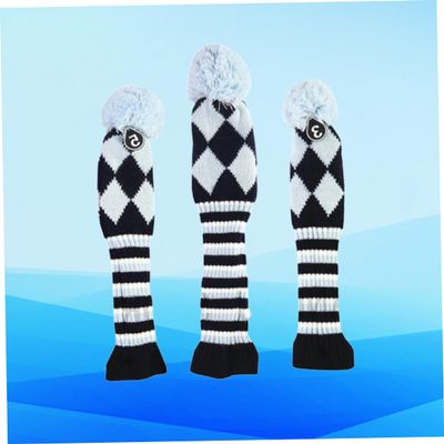 3pcs Knitted Fabric Golf Covers for Driver and Woods Light Neck Design Easy to Use Standard for