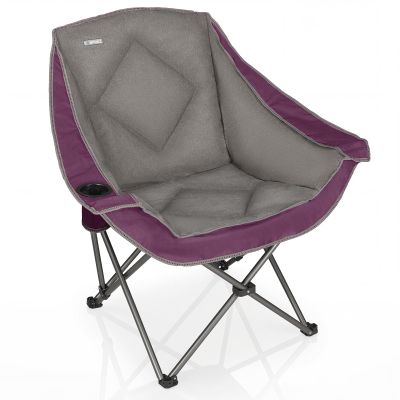 CAMPHILL Folding Camping Chair,Oversized Portable Camping Chair with Cup Holder,Heavy Duty Padded Lawn Chair for Camping, Tailgates, Beach, and Sports