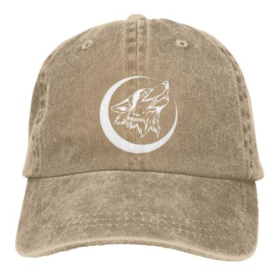 fwoeqiz Howling Lone Wolf Hat Distressed Cotton Washed Baseball Cap Natural Funny Denim Hats Unisex Adjustable