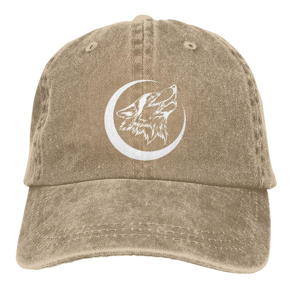 fwoeqiz Howling Lone Wolf Hat Distressed Cotton Washed Baseball Cap Natural Funny Denim Hats Unisex Adjustable