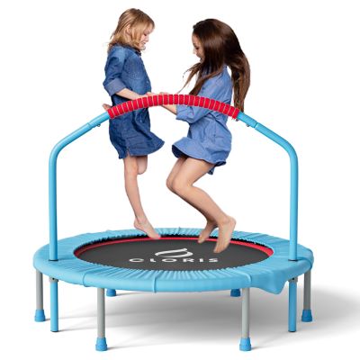 CLORIS 38in Folding Trampoline - Max Load 220lbs Rebounder Fitness Trampoline with Adjustable Foam Handle, with safty Padded Cover Best Gift (38'' Blue)