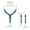 BriLove Women's Fashion Rhinestone Square Necklace Dangle Earrings Sparkly Crystal Geometric Statement Jewelry Set for Party Prom Blue Gold-Tone view 4