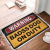 Dsoluuing Floor Mats for House Warning Badass Dog On Duty Rug Outdoor Mats for Front Door Waterproof Teens Stuff (Size : 50X80CM) view 1