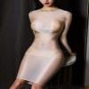 Freebily Women's Nylon Sheer Body Stockings Dress Ice Silky Shiny Glossy Nightwear Mini Dresses NudeTypeA One Size view 2