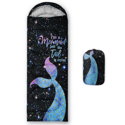Datura home Kids Sleeping Bag for Boys Girls,Sparkle Mermaid Print-Lightweight Warm Portable Outdoor Indoor-Waterproof Cold Weather Resistant Sleeping Bag for Camping Hiking(Mermaid)