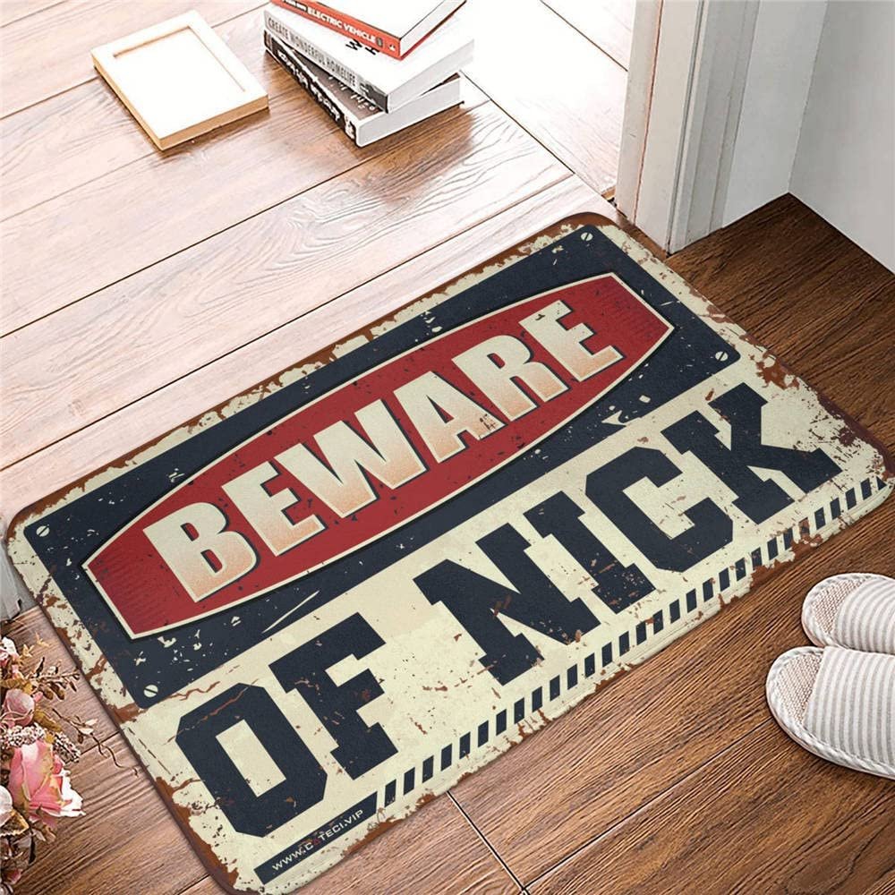 Dsoluuing Door Mats Outdoor Large Beware of Nick Rug Camping Mat Outdoor Welcome Mats Outdoor Funny (Size : 40X60CM)