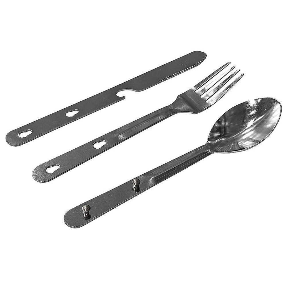 1 Set 3 in 1 Camping Cutlery Stainless Steel Eating Utensil Fork Knife Spoon Reusable Flatware Tableware Silverware Lunch Hiking Outdoor Utensils Can Bottle Opener Survival Camp Hunting Picnicking