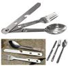 1 Set 3 in 1 Camping Cutlery Stainless Steel Eating Utensil Fork Knife Spoon Reusable Flatware Tableware Silverware Lunch Hiking Outdoor Utensils Can Bottle Opener Survival Camp Hunting Picnicking view 2