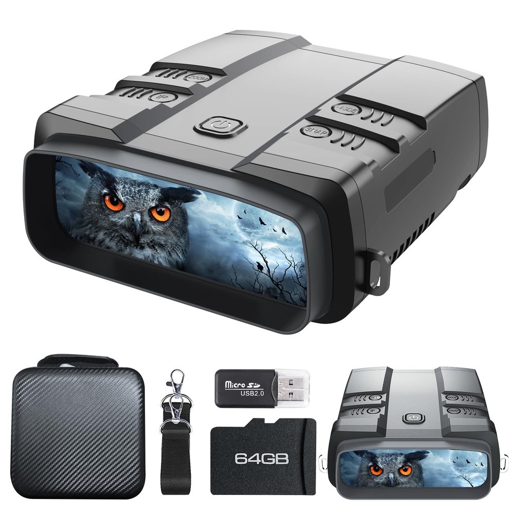 VABSCE 4K Night Vision Goggles Binoculars with Focusable IR, Silver Gray
