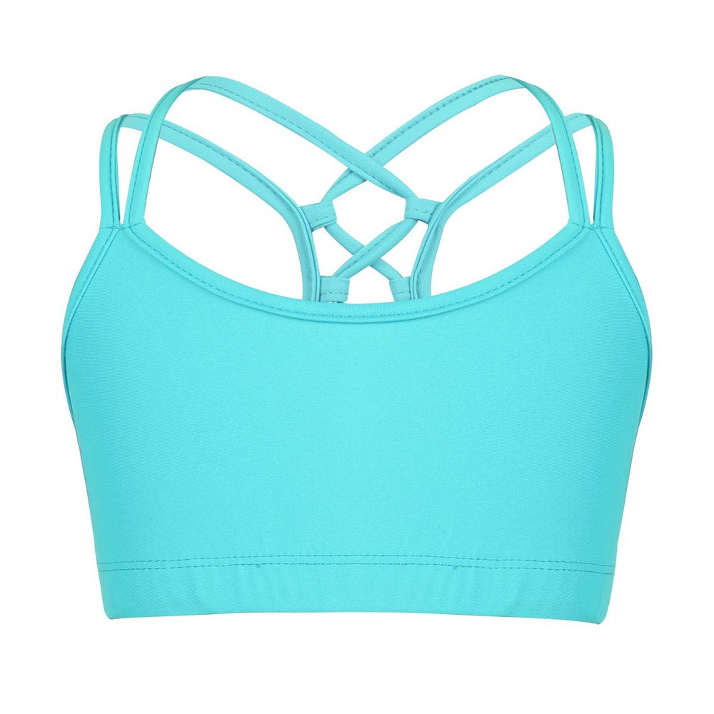 ACSUSS Kids Girls Sports Bra Spaghetti Straps Activewear Vest Crisscross Back Ballet Dancing Tank Tops Mint Green 4 Years