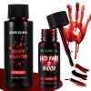 BOBISUKA 2PCS Halloween Fake Blood Makeup Kit - Includes Washable Realistic Fresh Squirt Liquid Blood, Dark Coagulated Blood Gel, For Zombie Vampire Scary Clown Monster Clothes Cosplay SFX Special Eff view 1