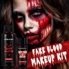 BOBISUKA 2PCS Halloween Fake Blood Makeup Kit - Includes Washable Realistic Fresh Squirt Liquid Blood, Dark Coagulated Blood Gel, For Zombie Vampire Scary Clown Monster Clothes Cosplay SFX Special Eff view 2