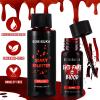 BOBISUKA 2PCS Halloween Fake Blood Makeup Kit - Includes Washable Realistic Fresh Squirt Liquid Blood, Dark Coagulated Blood Gel, For Zombie Vampire Scary Clown Monster Clothes Cosplay SFX Special Eff view 4