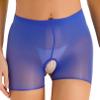 Linjinx Women's High Elasticity Open Crotch Mini Shorts See Through Temptation Tight Package Shorts Blue B One Size view 1