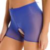 Linjinx Women's High Elasticity Open Crotch Mini Shorts See Through Temptation Tight Package Shorts Blue B One Size view 2