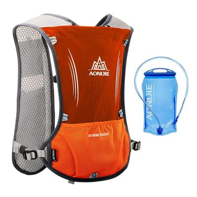 AONIJIE 5L Running Hydration Vest Pack with 1.5L Water Bladder Adjustable & Lightweight Hydration Backpack for Marathon Race Hiking Cycling(Reddish Orange with 1.5L Bladder)