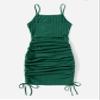 BAWUTZ Drawstring Side Rib-Knit Dress (Color : Dark Green, Size : Medium) view 2