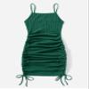 BAWUTZ Drawstring Side Rib-Knit Dress (Color : Dark Green, Size : Medium) view 4