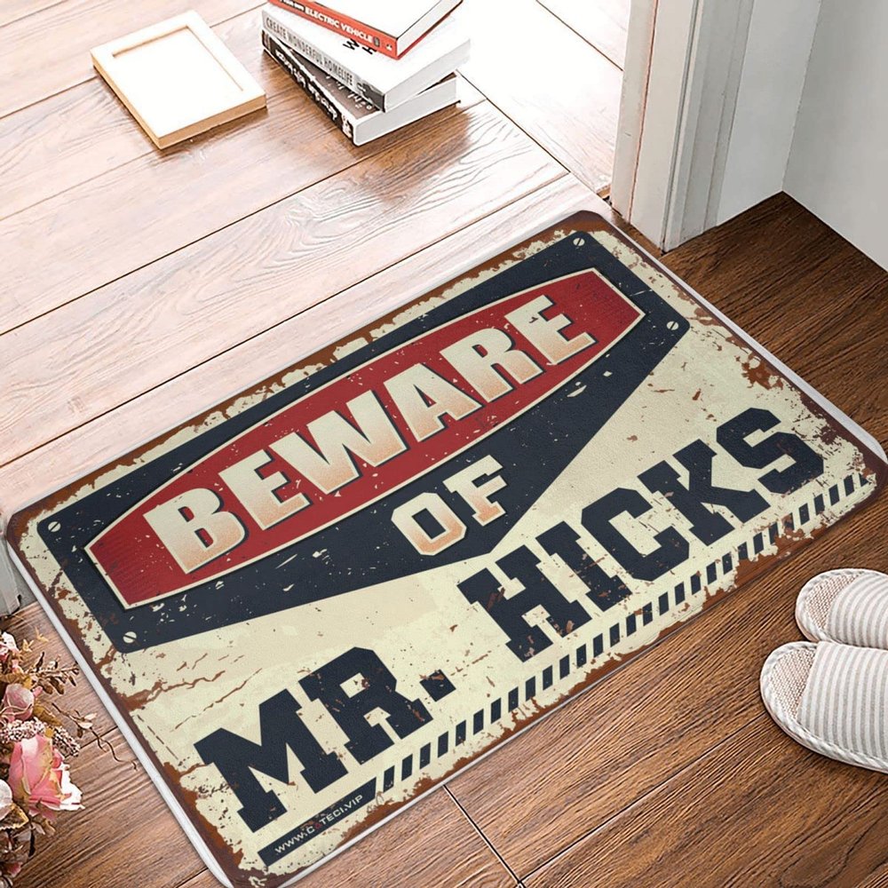 Dsoluuing Outdoor Rug Doormat Beware of Mr. Hicks Doormat Summer Welcome Mat Door Mat Outdoor Entrance (Size : 50X80CM)