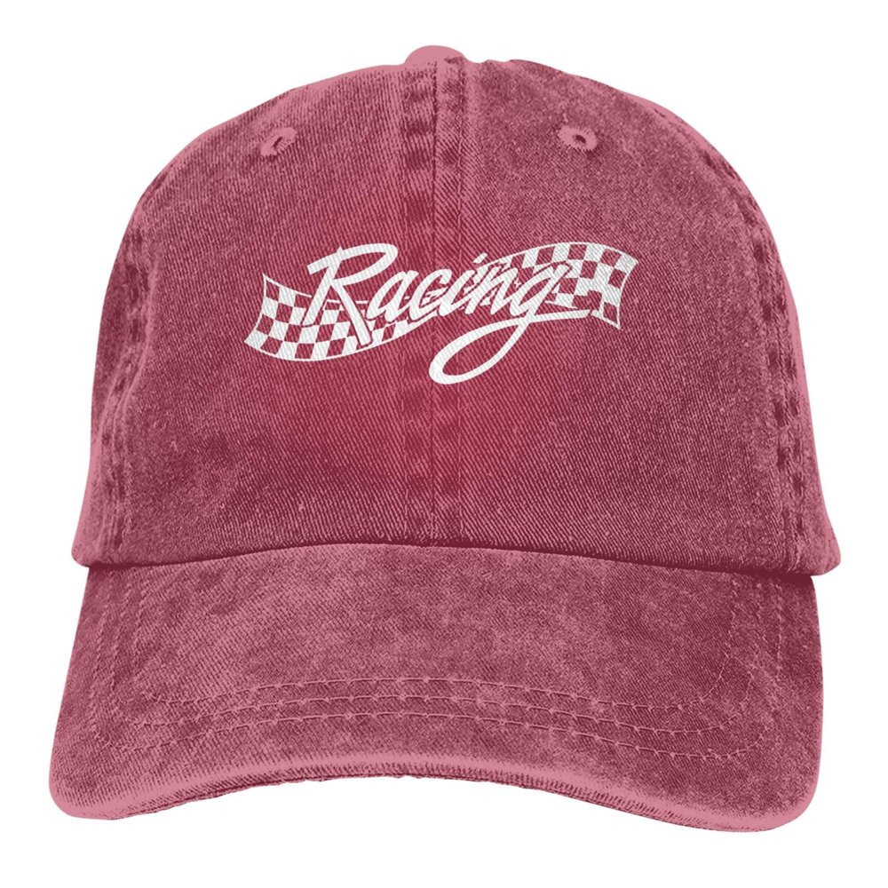 fwoeqiz I'd Rather Be Drag-Racing Hat Distressed Cotton Washed Baseball Cap Red Fashion Denim Hats Unisex Adjustable