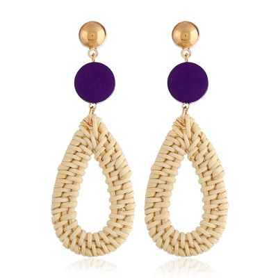Earrings Bamboo and Rattan Hand-woven Wooden Earrings Rattan Earrings