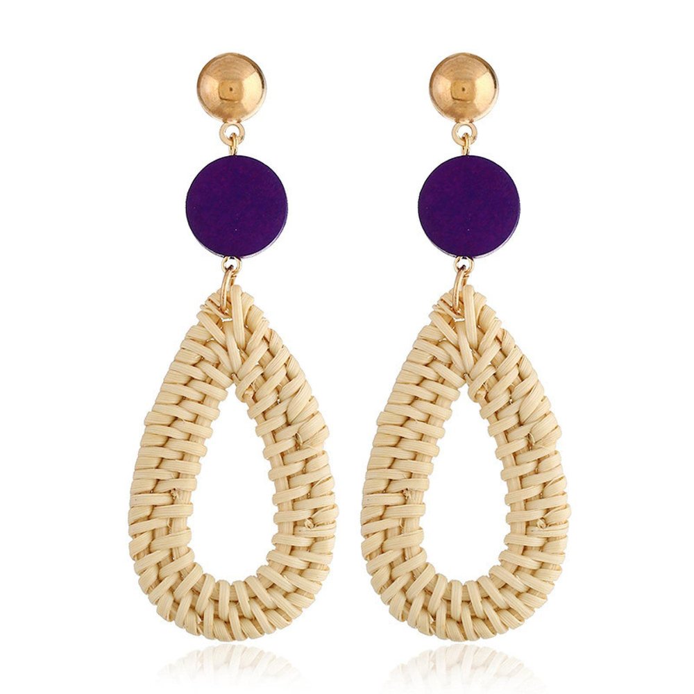 Earrings Bamboo and Rattan Hand-woven Wooden Earrings Rattan Earrings