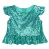 vastwit Kids Girls Shiny Sequins Dance Tops Flutter Sleeve Ruffled Camisole Tank Tops Blouse Modern Dancewear Lake Green 10 Years view 1