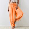 ZYXTIM Women's Boho Harem Pants, Plus Size Smocked Waist Wide Leg Loose Fit Casual Bohemian Hippie Utility Pants with Pockets(Orange,3X-Large) view 2