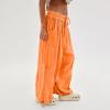ZYXTIM Women's Boho Harem Pants, Plus Size Smocked Waist Wide Leg Loose Fit Casual Bohemian Hippie Utility Pants with Pockets(Orange,3X-Large) view 3