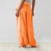 ZYXTIM Women's Boho Harem Pants, Plus Size Smocked Waist Wide Leg Loose Fit Casual Bohemian Hippie Utility Pants with Pockets(Orange,3X-Large) view 4
