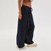 ZYXTIM Women's Boho Harem Pants, Plus Size Smocked Waist Wide Leg Loose Fit Casual Bohemian Hippie Utility Pants with Pockets(Navy,Small) view 3