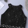 ACSUSS Kids Flower Girls Halter Lace Chiffon Dress Wedding Bridesmaid Maxi Dress Ball Gown Chiffon Black 6 Years view 4
