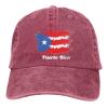 fwoeqiz Puerto Rico Hat Distressed Cotton Washed Baseball Cap Red Novetly Denim Hats Unisex Adjustable view 1