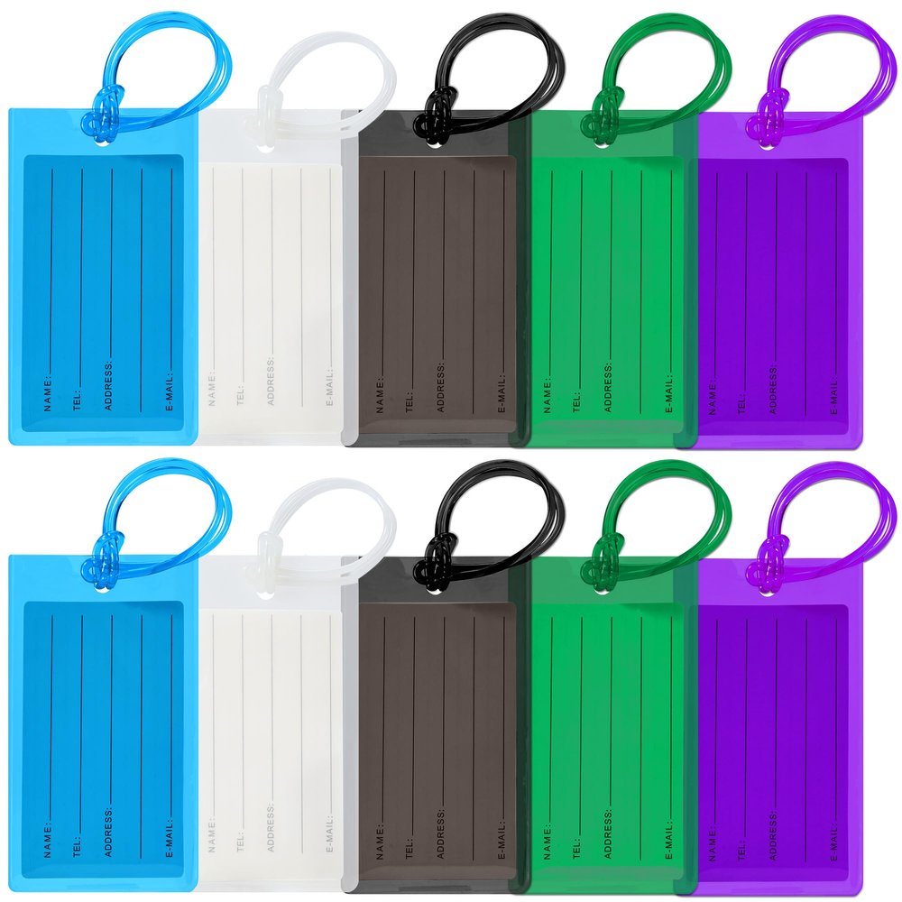 10 Pack Luggage Tags for Suitcases, Airplane Travel Essentials for Flying, International Travel Must Haves, and Luggage Accessories by Sodsay