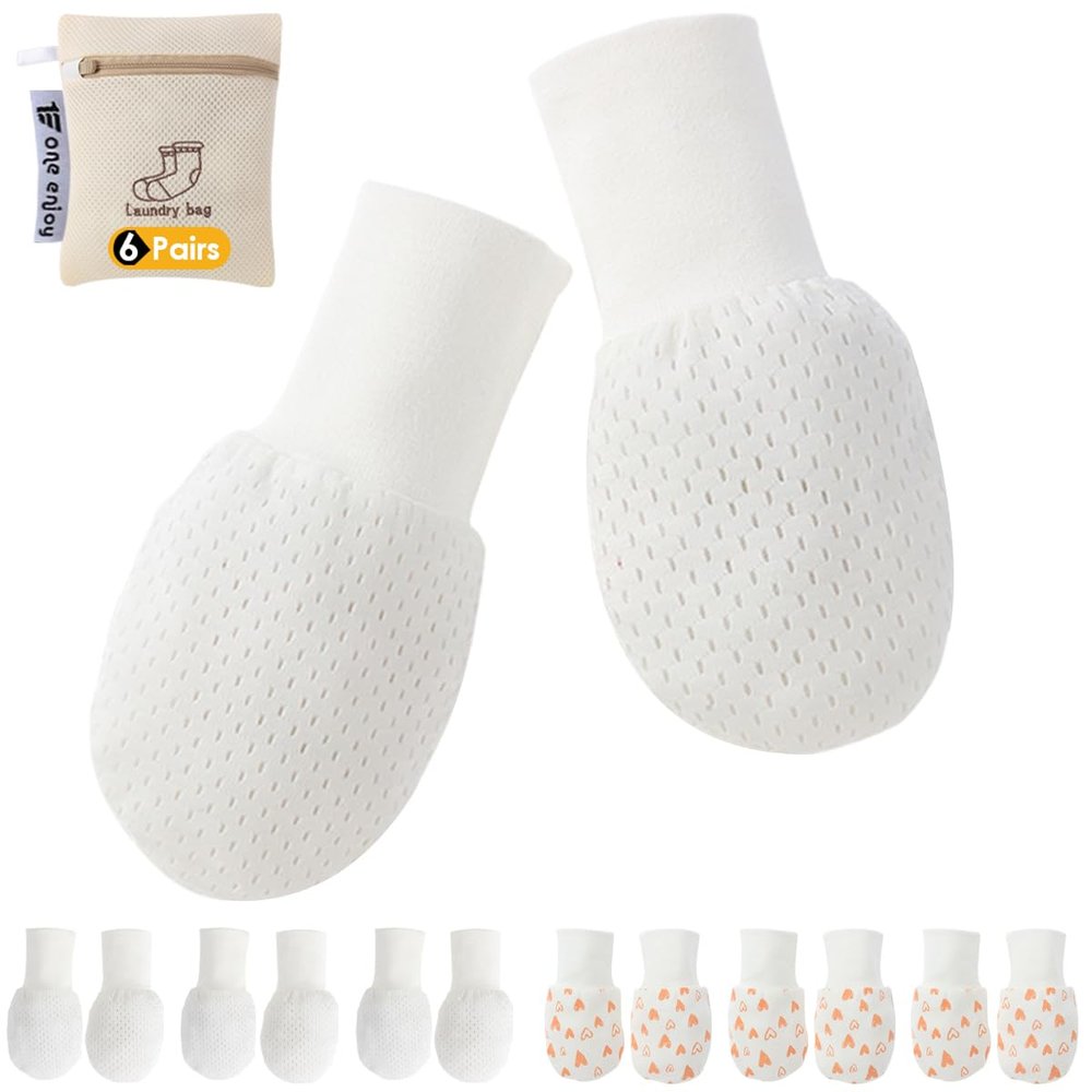 Baby Mittens Anti Scratch Baby Girl Mittens No Scratch Mittens Baby Girls Hands Gloves for 6-12 Months Babies Girls (6 Pairs)