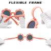 Bouryo Flexible Baby Polarized Flower Sunglasses with Strap Bendable Frame for Infant Boys Girls Ages 0-24 Months (B7 Purple/Brown + Pink/Pink Mirror) view 4