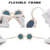 Bouryo Flexible Baby Polarized Flower Sunglasses with Strap Bendable Frame for Infant Boys Girls Ages 0-24 Months (B4 White/Purple Red Mirror + Blue/Orange Mirror) view 4