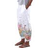 POTTON Casual Wide Leg Golf Pants Capri Linen Floral Print High Waisted Capris Cropped Relaxed Fit Womens Casual Capris Beach view 1
