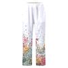 POTTON Casual Wide Leg Golf Pants Capri Linen Floral Print High Waisted Capris Cropped Relaxed Fit Womens Casual Capris Beach view 3