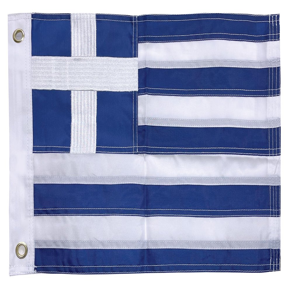 4 Less Co 12x18 Inch Greece Greek Country Nylon Embroidered Boat Car Flag With Grommets