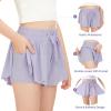 2 Packs Girls Flowy Shorts Butterfly Shorts for Kids with Pocket 2-in-1 Athletic Shorts Running Shorts for Girls Youth (Black + Lavender, X-Large) view 3